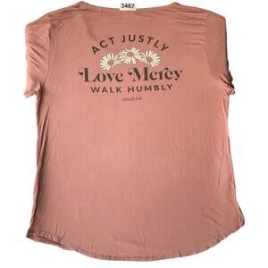 French Pastry Women Short Sleeve T-shirt Size 2XL, Pink, Micah 6:8 Love Mercy